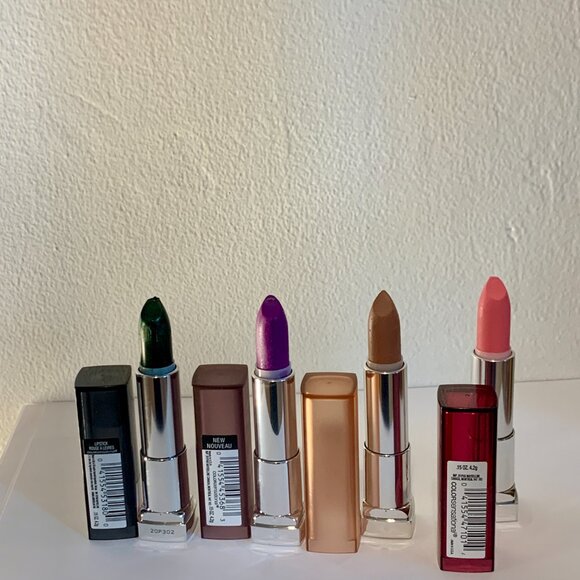 Maybelline Color Sensational Lipstick SET 4 New Flawed Violet Sugar Beige Green - Picture 13 of 13